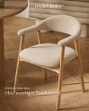 Haris Børn Esszimmerstuhl ELIN Set 2 St. Massiv Eiche Beige Stoff Bild 4