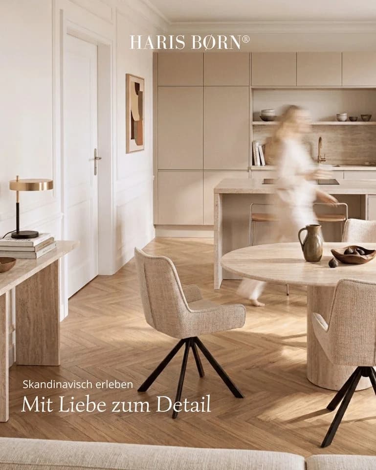 Haris Børn Esszimmerstuhl 6er Set Beige Schwarz Drehbar - Bild 4