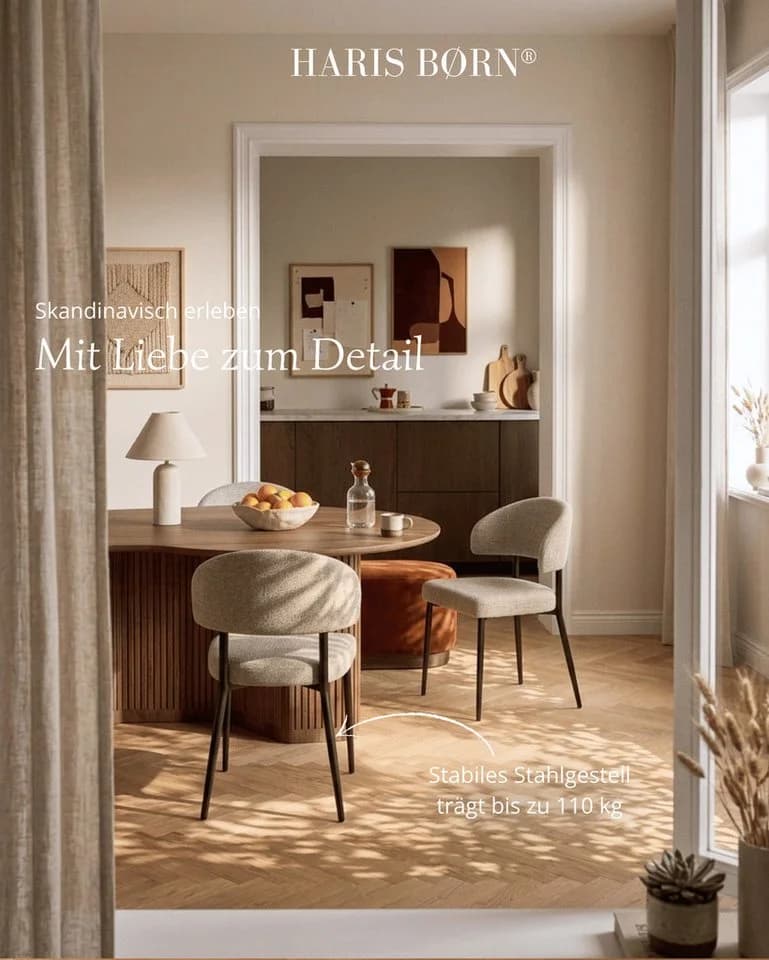 Haris Børn Esszimmerstuhl 2er Set Beige Polyester - Bild 4