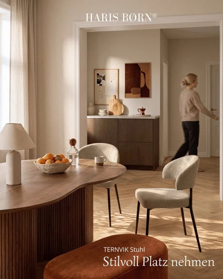 Haris Børn Esszimmerstuhl 2er Set Beige Polyester - Bild 5