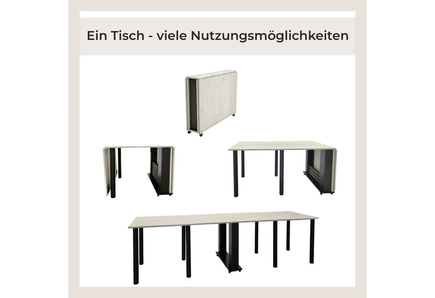 Rodnik Esstisch Maxi Weiß 5-in-1 Multifunktionstisch ausklappbar