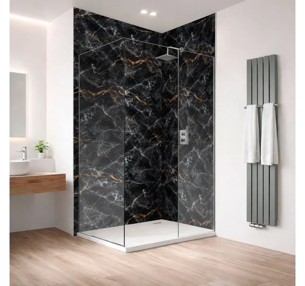 Rodnik Duschrückwand Marmor Schwarz 120x260 cm wasserfest - Bild 2