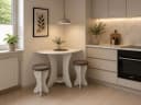 Rodnik Platzsparender Ecktisch mit 2 Hockern Beige Bild 2