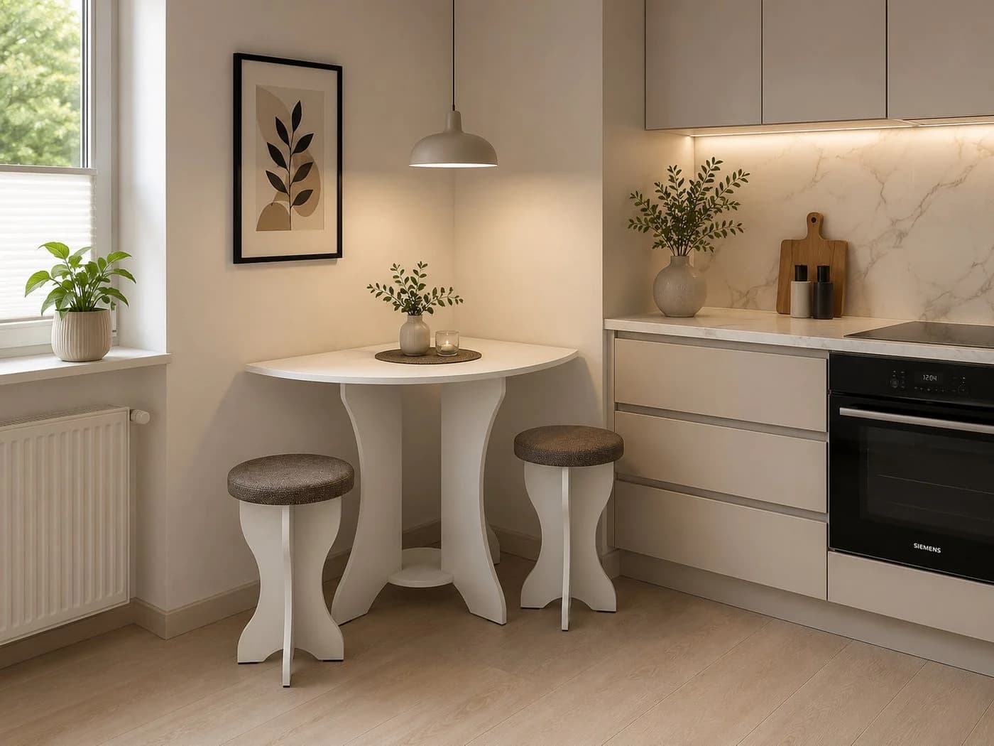 Rodnik Platzsparender Ecktisch mit 2 Hockern Beige - Bild 2