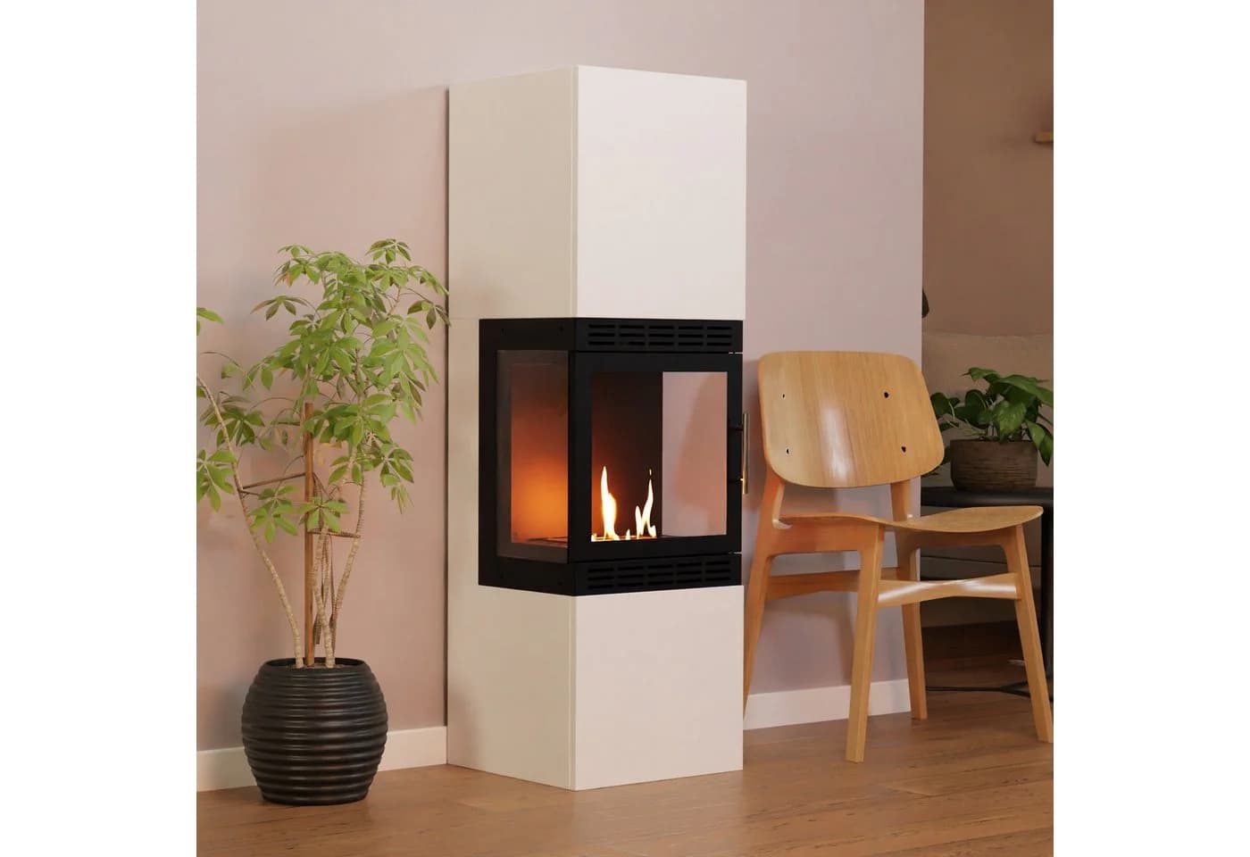 GLOW FIRE Ethanol Kamin Lillesand Hoch Vision Weiß