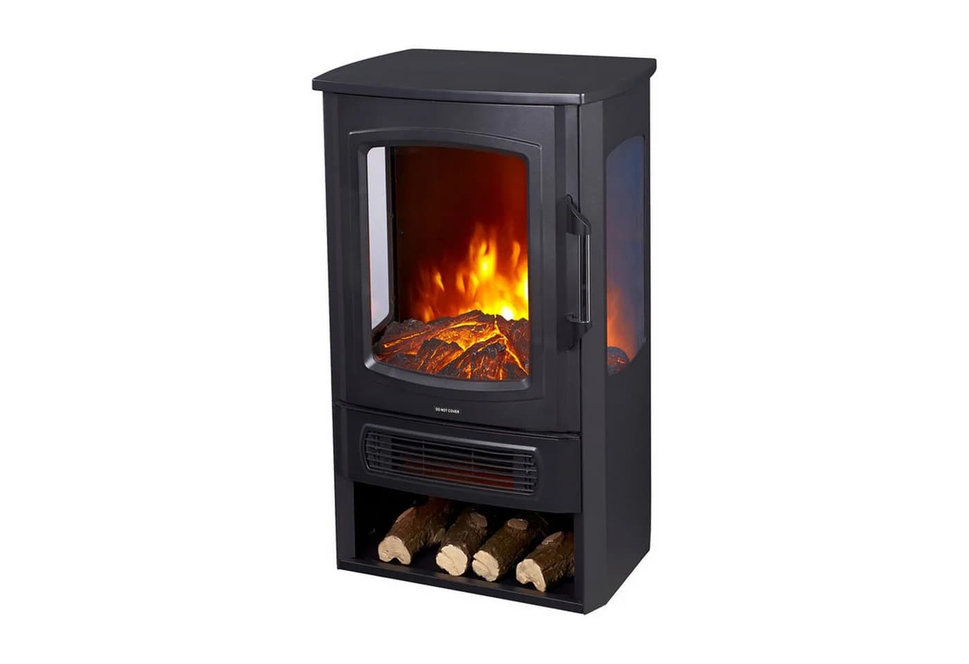 GLOW FIRE Elektrokamin LED Ofen mit Timer und Heizfunktion Schwarz