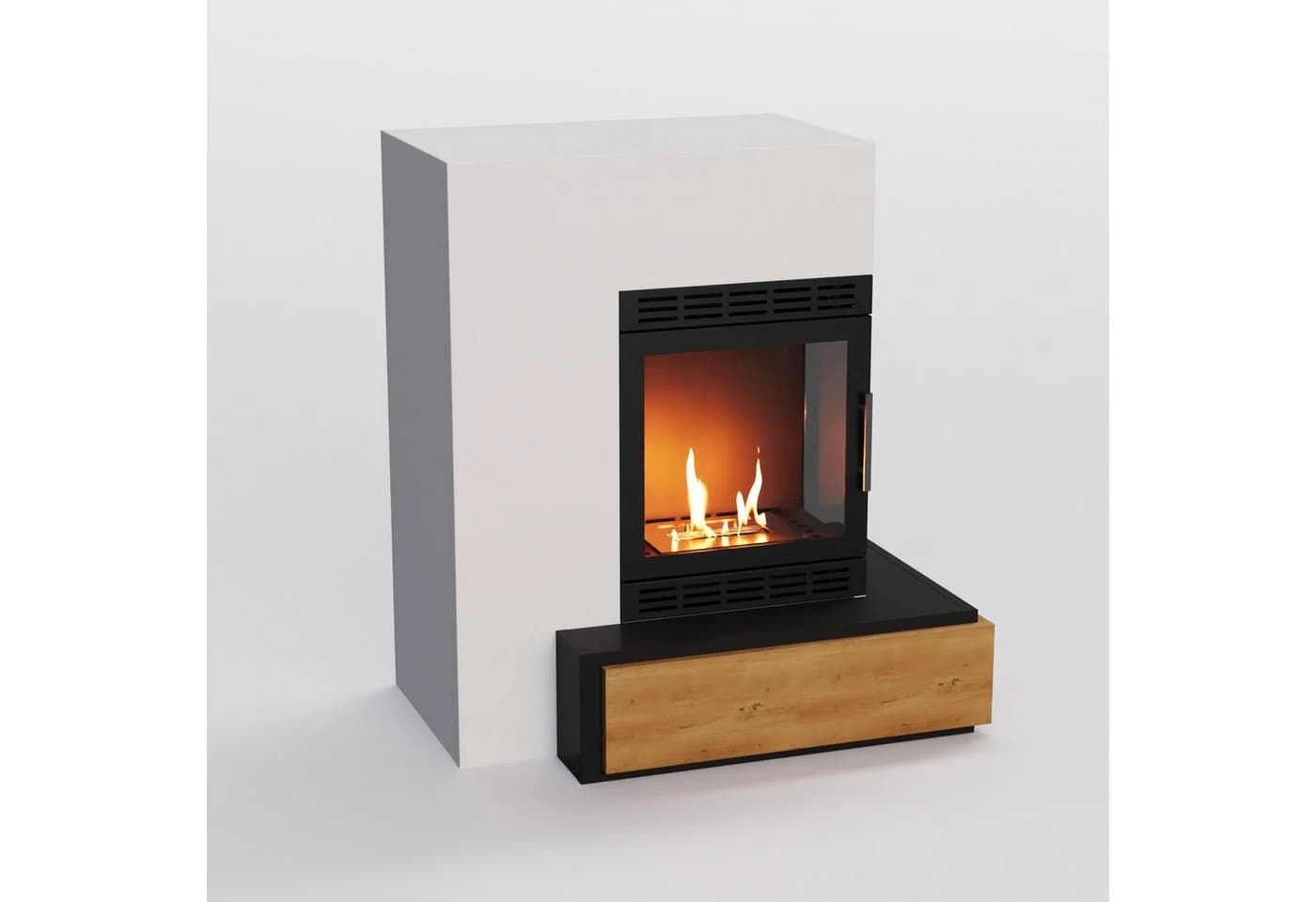 GLOW FIRE Narvik Vision Bioethanol Kamin Weiß mit Sicherheitstür