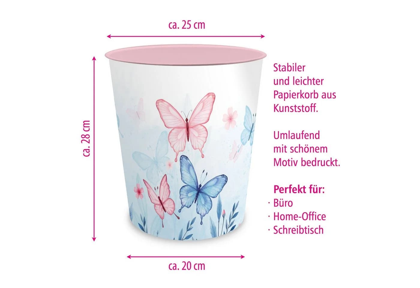 itenga Papierkorb Elara Schmetterling Kunststoff Kinder