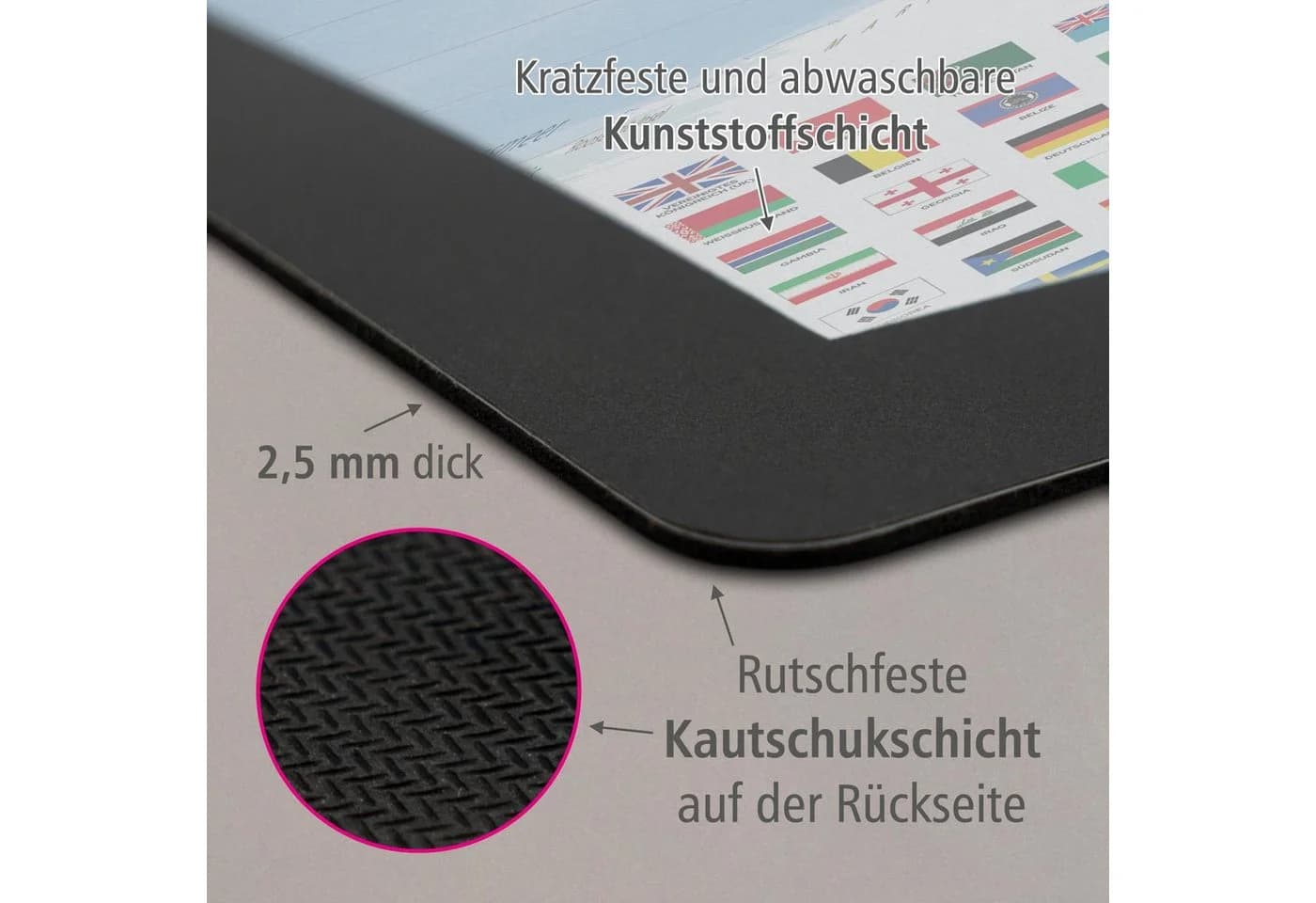 itenga Schreibtischunterlage Weltkarte Motiv Kunststoff - Bild 3