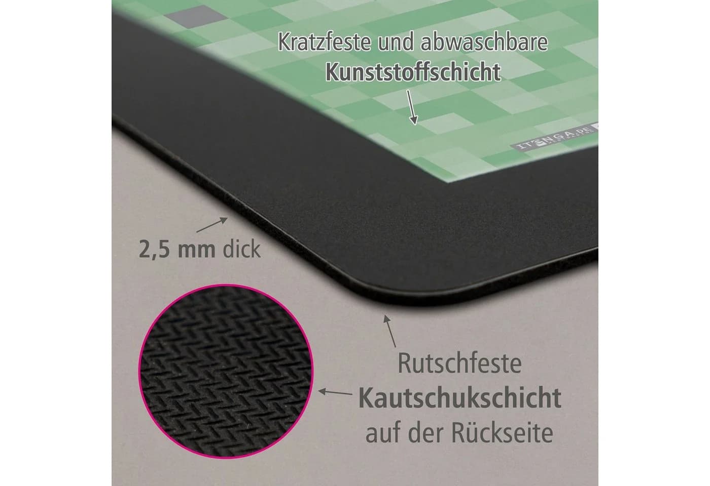 itenga Schreibtischunterlage PIXEL Motiv Kunststoff - Bild 4