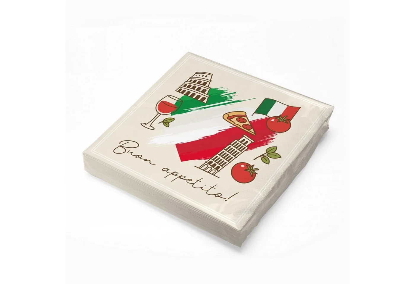 itenga Servietten & Bierdeckel Set Italien Flagge Motiv 40x