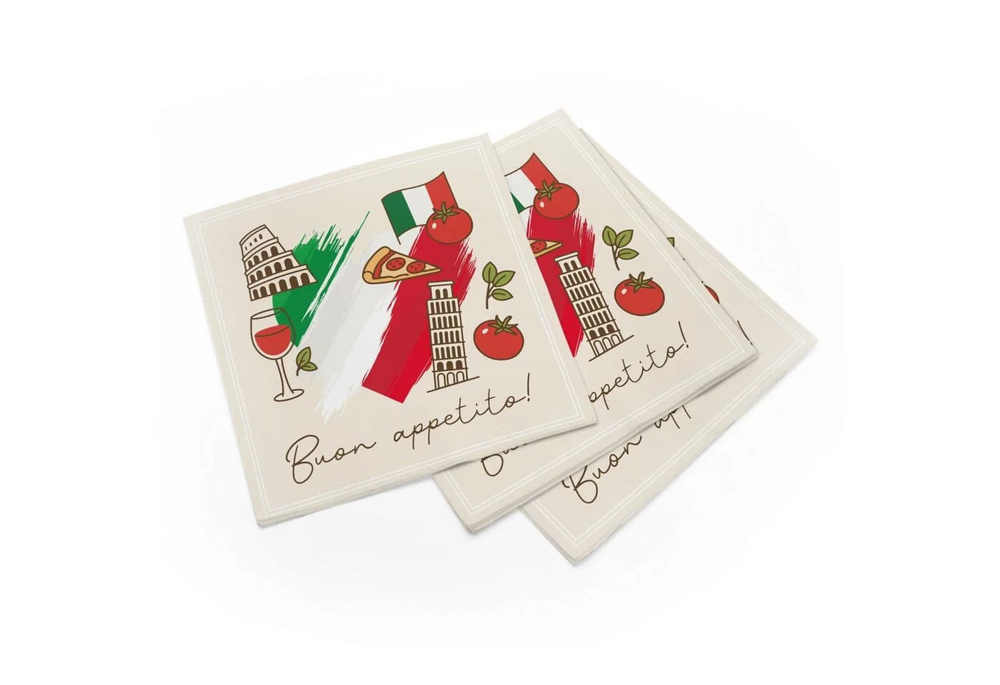 itenga Servietten & Bierdeckel Set Italien Flagge Motiv 40x - Bild 3