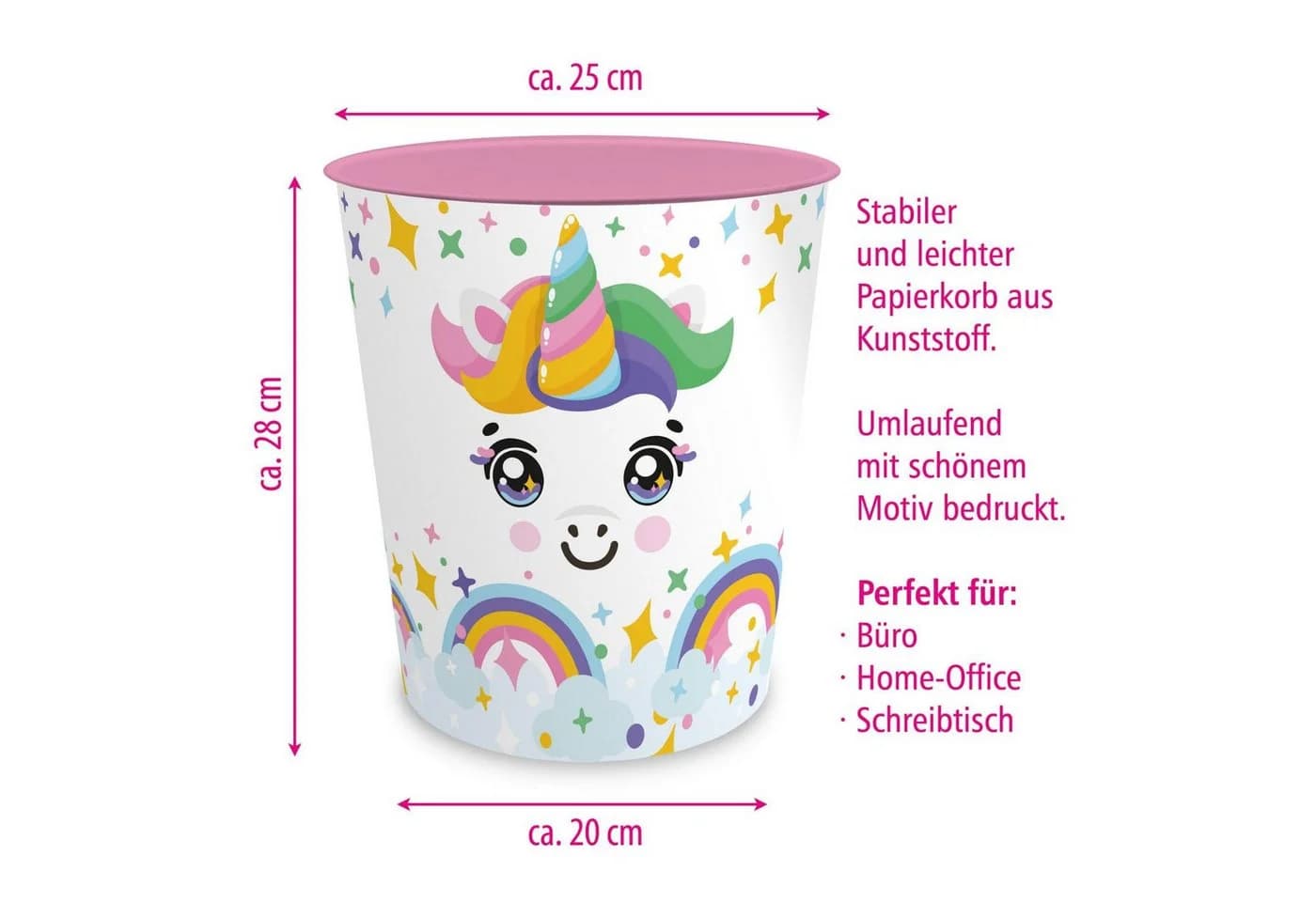 itenga Schreibtischunterlage & Papierkorb Set KAWAII EINHORN Motiv - Bild 3