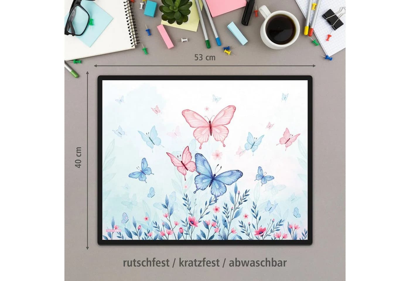 itenga Schreibtischunterlage & Papierkorb Set Kunststoff