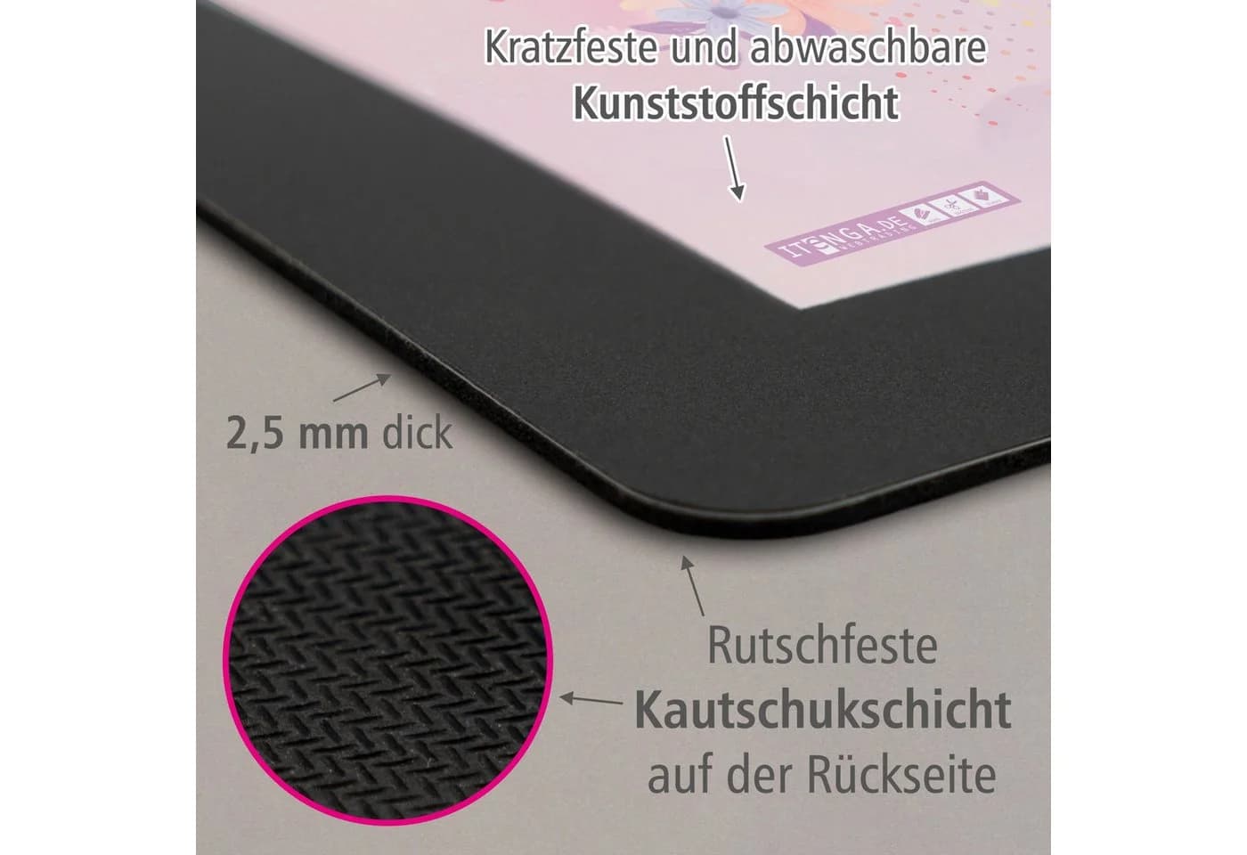 itenga Schreibtischunterlage & Papierkorb Set Kunststoff Modern - Bild 4