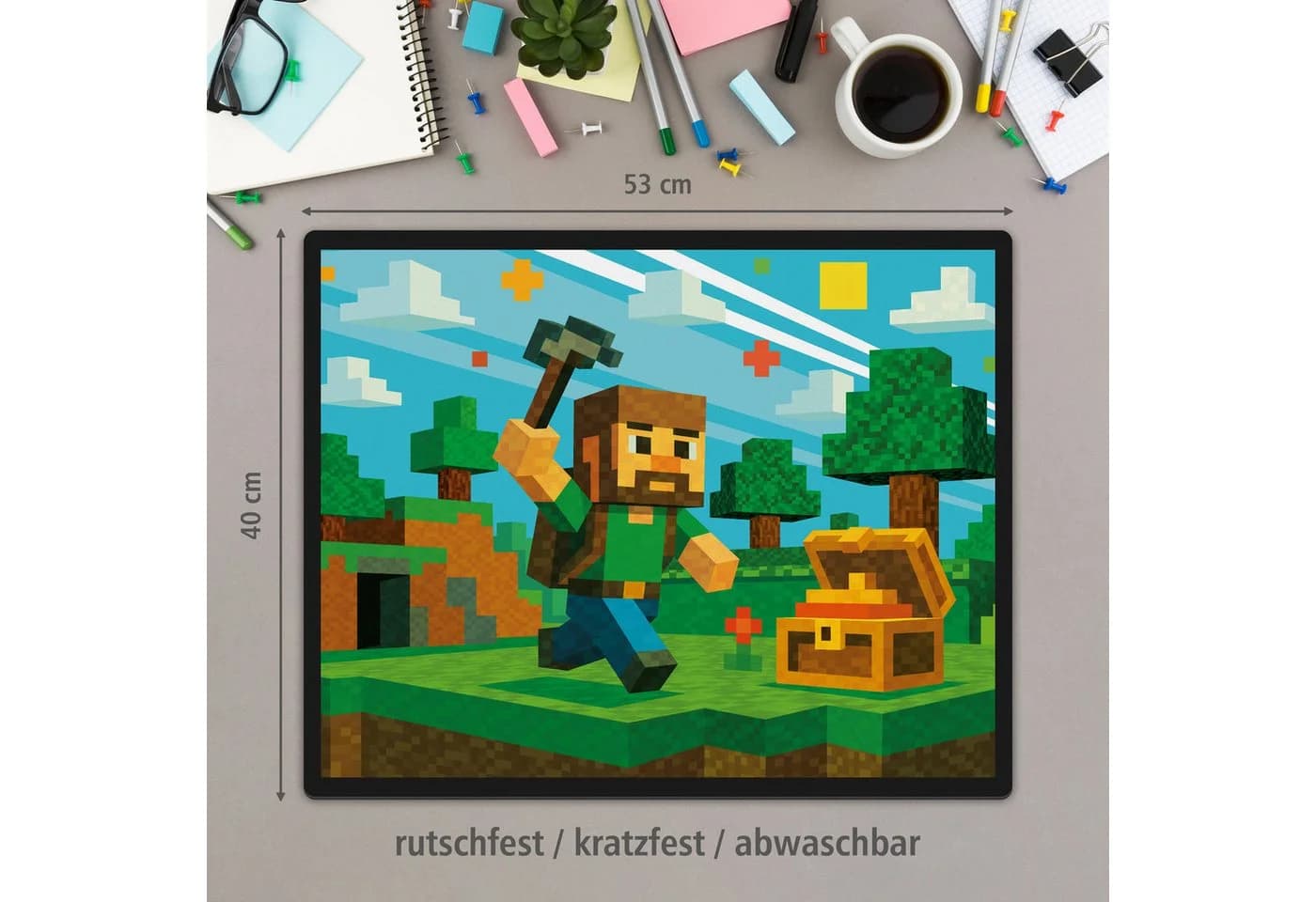 itenga Schreibtischunterlage & Papierkorb Set - Kunststoff - ca. 11 Liter