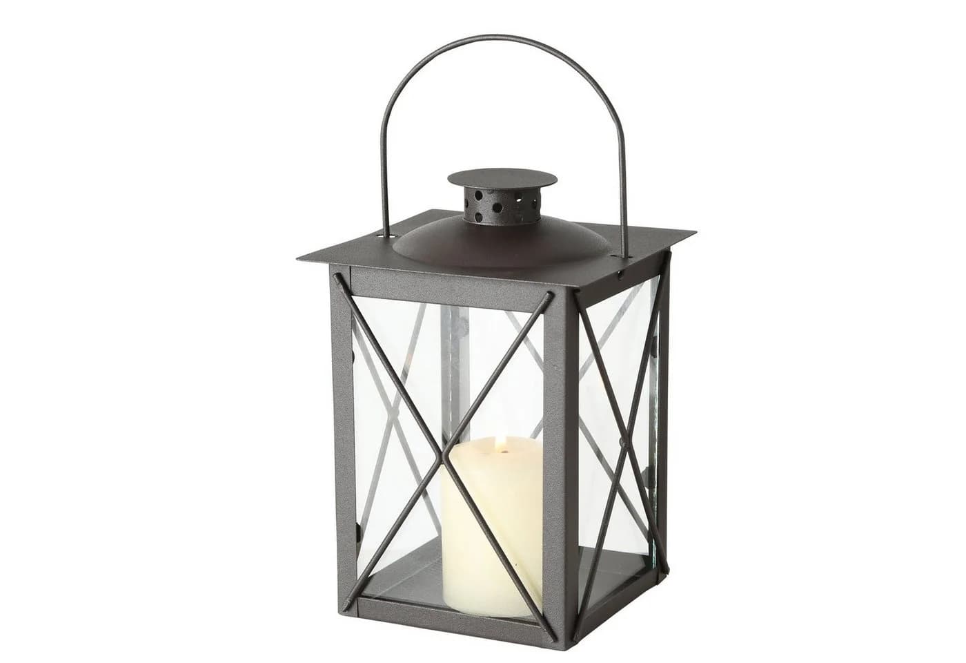 ReWu Kerzenlaterne Metall Braun 20 cm Eisen Windlicht mit Glas - Bild 2