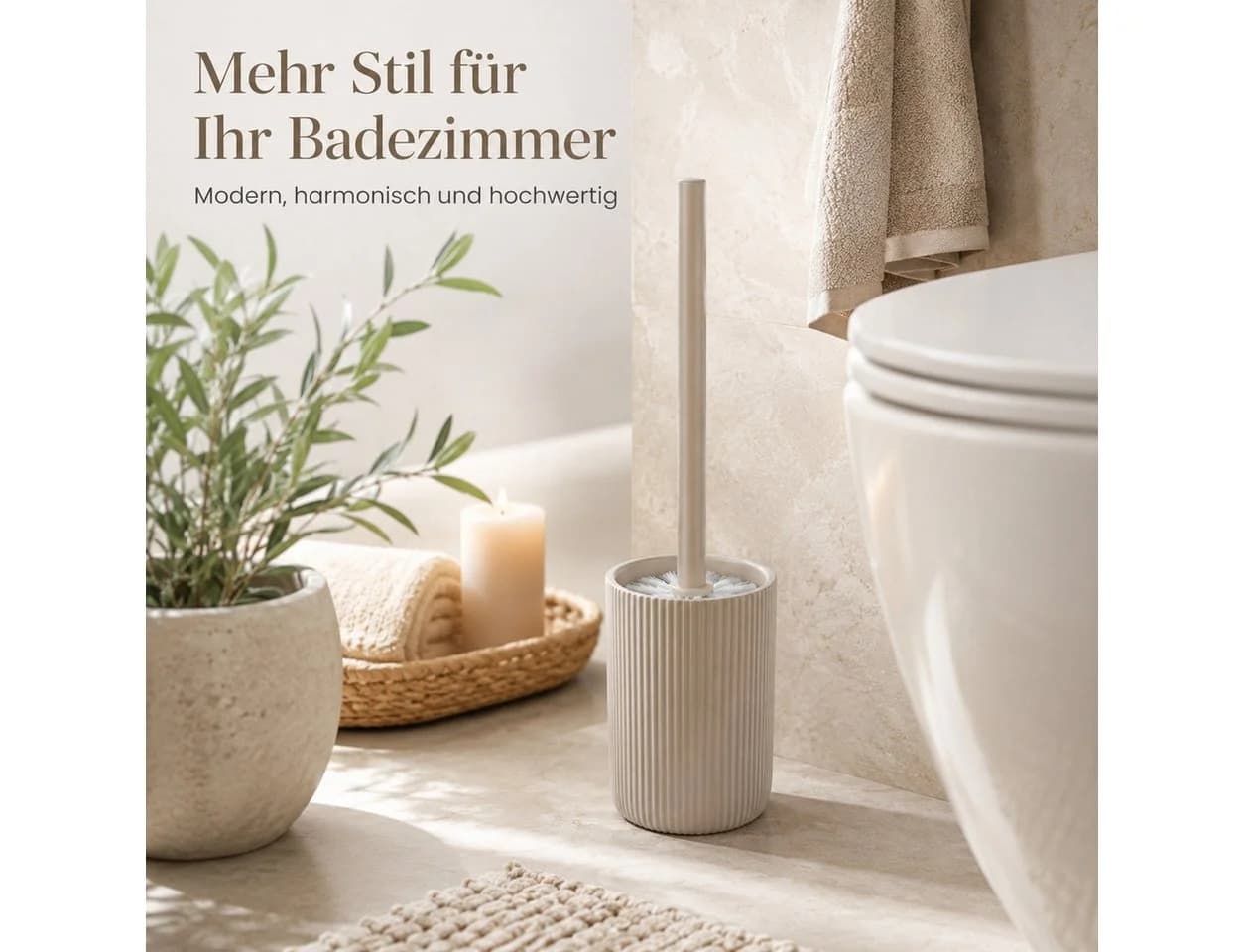 ReWu WC-Garnitur SAMOS Taupe mit geripptem Halter - Bild 4