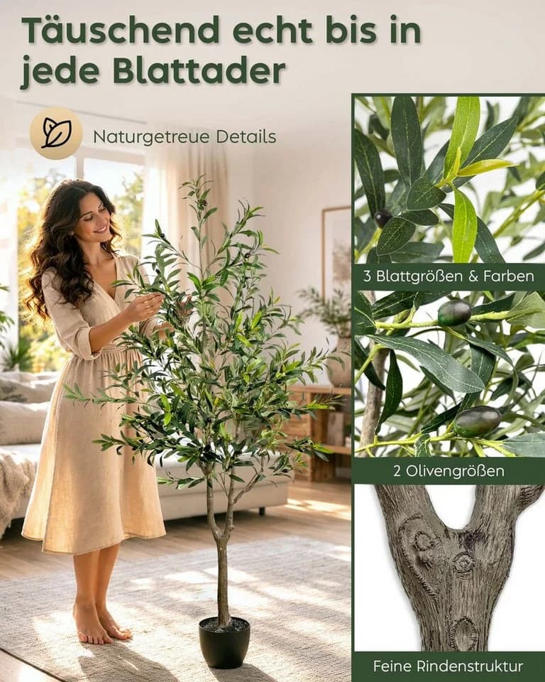 JELLE & JACOB Künstlicher Olivenbaum Grün 180 cm mit UV-Schutz - Bild 3