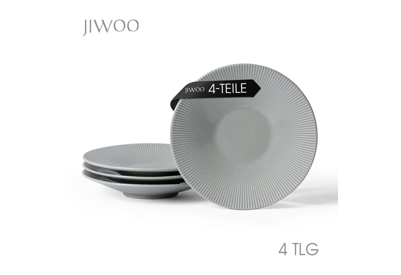JIWOO Keramik-Tellerset 4-teilig Grau Ø21,2cm - Bild 2