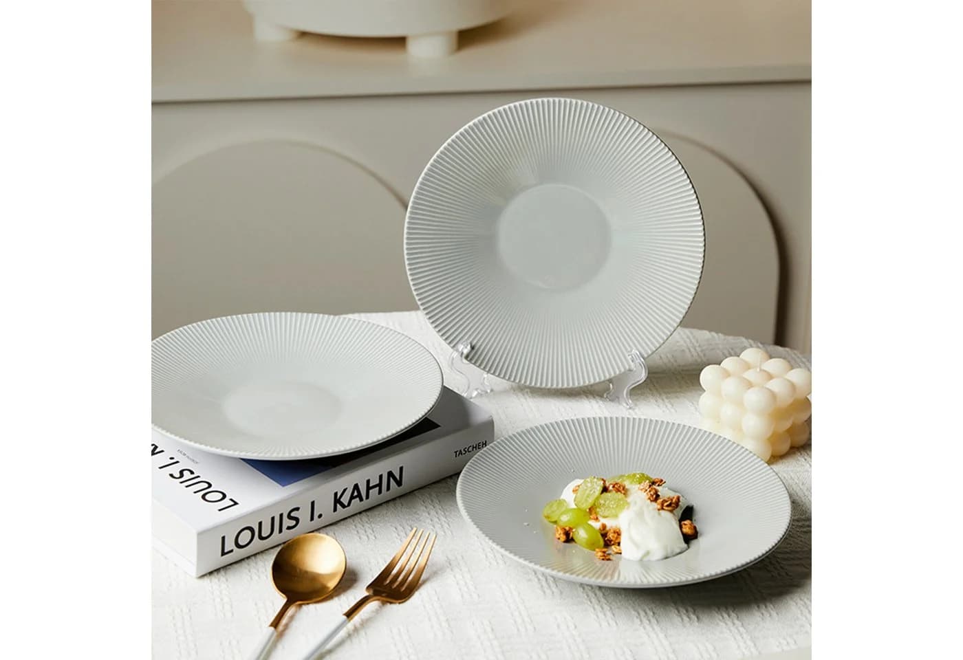 JIWOO Keramik-Tellerset 4-teilig Grau Ø21,2cm - Bild 3