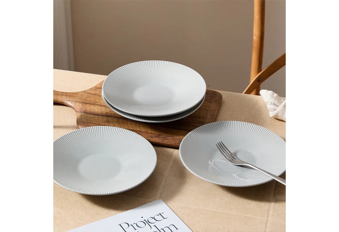 JIWOO Keramik-Tellerset 4-teilig Grau Ø21,2cm - Bild 4