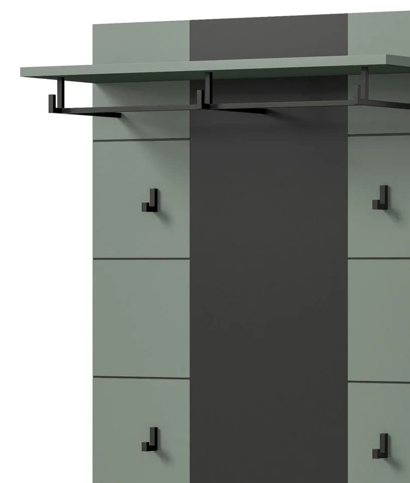 Inn.Furn Garderoben-Set Cooper, Flurgarderobe in Salbei Grün und Basalt Grau, Komplett-Set 5-teilig, ca. 250 cm - Bild 5