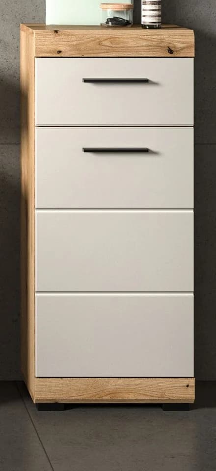 Inn.Furn Badkommode Shawn Badschrank Eiche Sand/Kaschmir 37x88cm Vollauszug