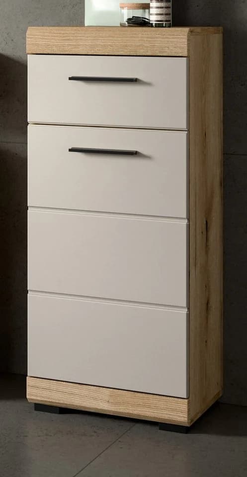 Inn.Furn Badkommode Shawn Badschrank Eiche Sand/Kaschmir 37x88cm Vollauszug - Bild 2