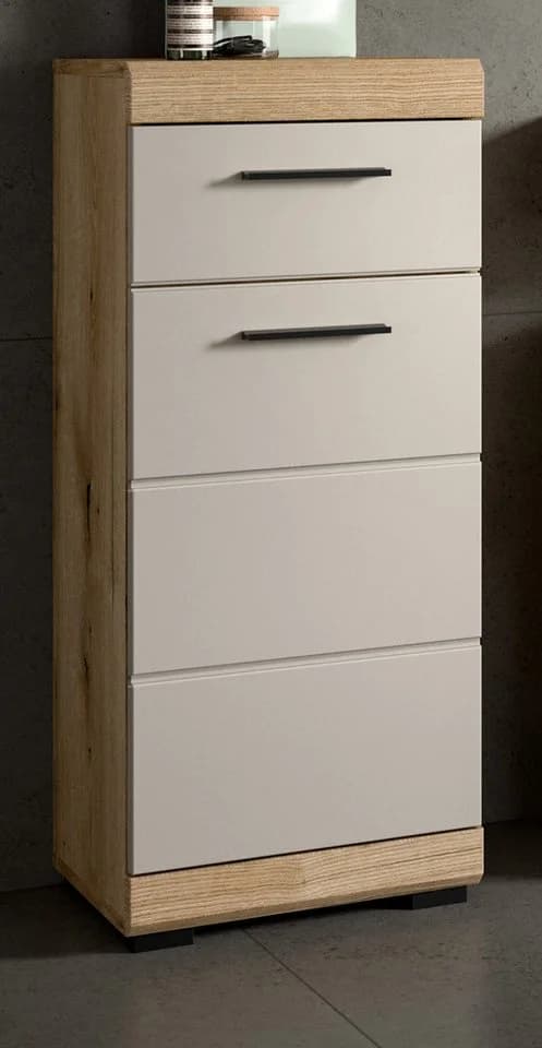 Inn.Furn Badkommode Shawn Badschrank Eiche Sand/Kaschmir 37x88cm Vollauszug - Bild 3