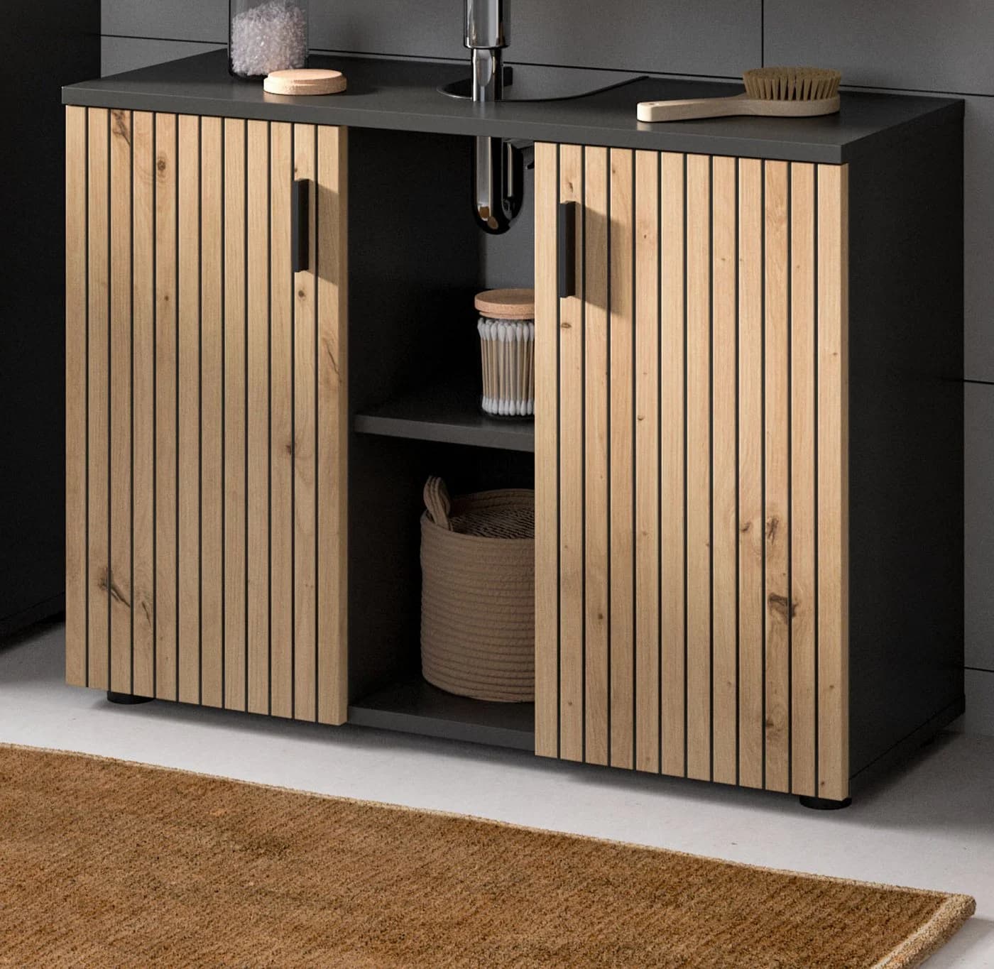 Inn.Furn Waschbeckenunterschrank Livia Artisan Eiche Grau 80cm - Bild 2