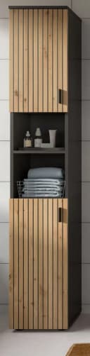 Inn.Furn Hochschrank Livia Badschrank Eiche Grau 2-türig Bild 1