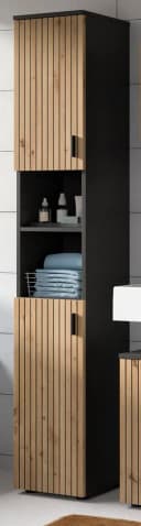 Inn.Furn Hochschrank Livia Badschrank Eiche Grau 2-türig Bild 2