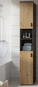 Inn.Furn Hochschrank Livia Badschrank Eiche Grau 2-türig Bild 3