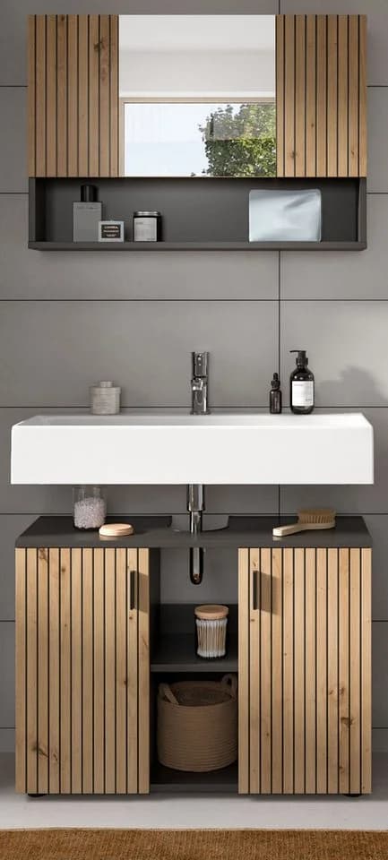 Inn.Furn Badmöbel-Set Livia, 2-teilig, 80 x 190 cm, 10 Fächer