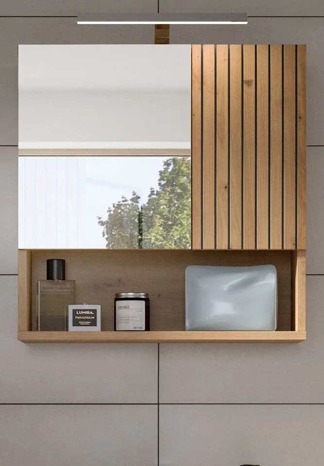 Inn.Furn Spiegelschrank Livia Artisan Eiche 2-türig mit LED-Beleuchtung