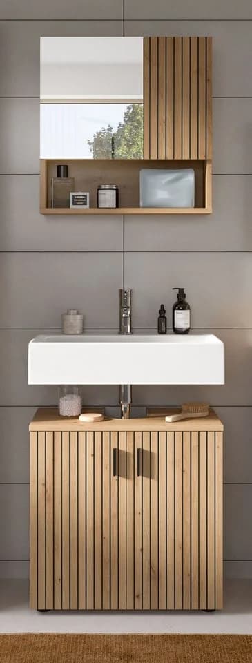 Inn.Furn Badmöbel-Set Livia, Artisan Eiche, mit Spiegelschrank und Waschbeckenunterschrank - Bild 5