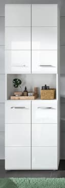 Inn.Furn Hochschrank Cover Badschrank Weiß Hochglanz 4-türig 60 x 185 cm Bild 1