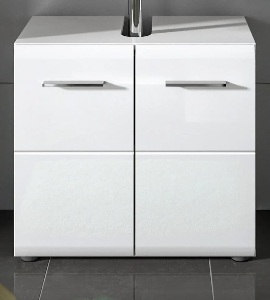 Inn.Furn Waschbeckenunterschrank Cover Weiß Hochglanz 2-türig