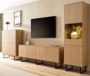 Furn.Design Wohnwand Breda 3-teilig Stone Eiche Schwarz Push-to-Open Bild 2