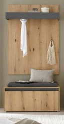 Furn.Design Garderoben-Set Center Eiche Grau mit Sitzkissen Bild 1
