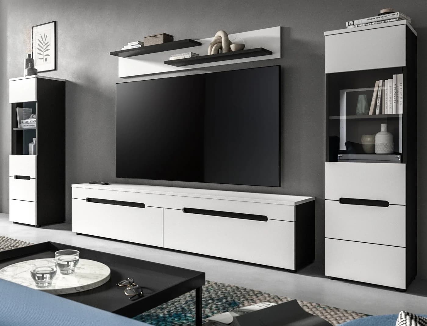 Inn.Furn Wohnwand Cooper Weiß/Grau 272 cm