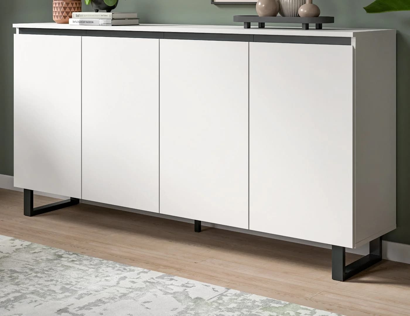 Inn.Furn Sideboard Gelia Weiß Schwarz Soft-Close 4-türig - Bild 2