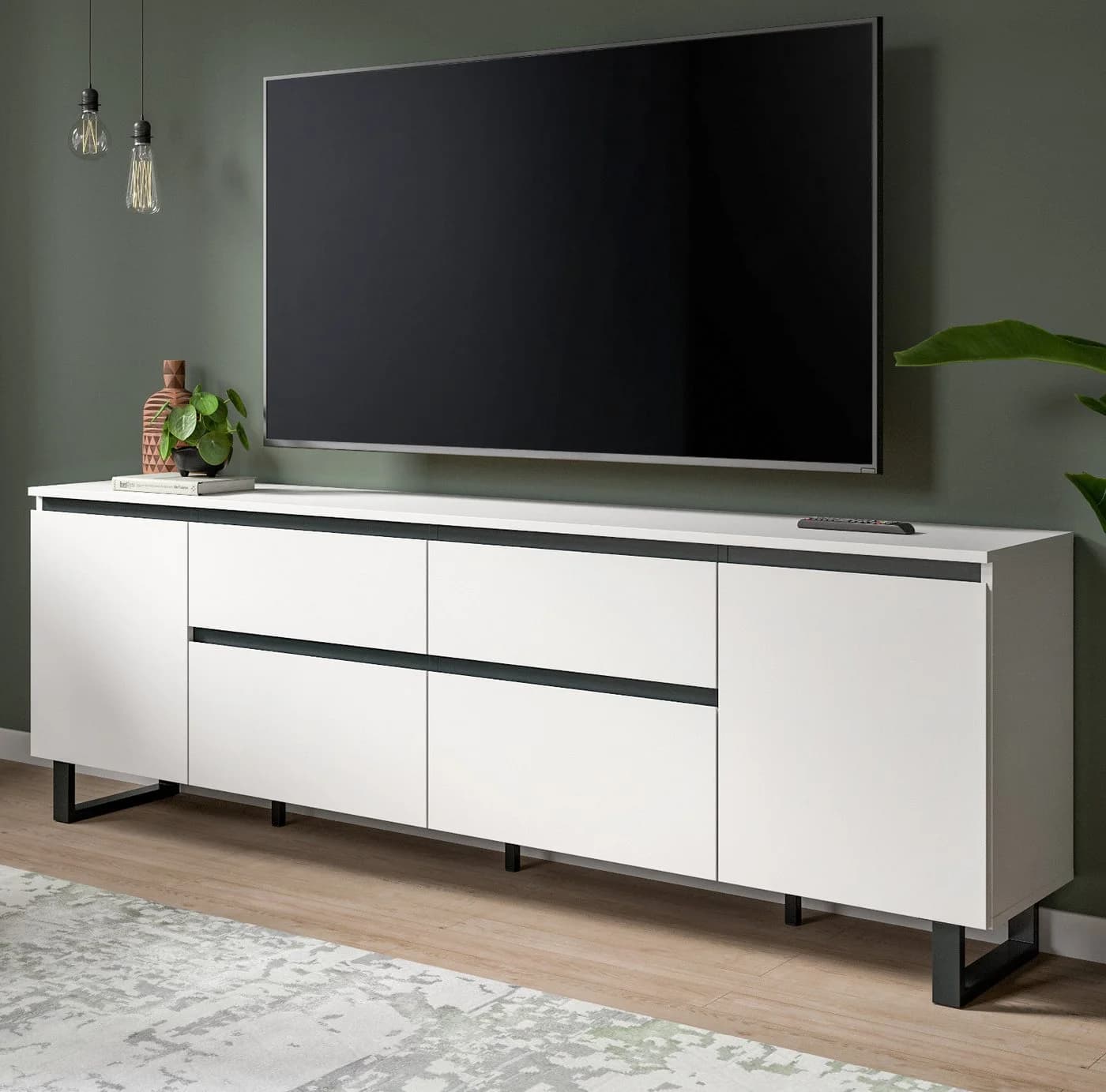 Inn.Furn Lowboard Gelia XL TV Unterschrank Weiß Schwarz 188 cm - Bild 2