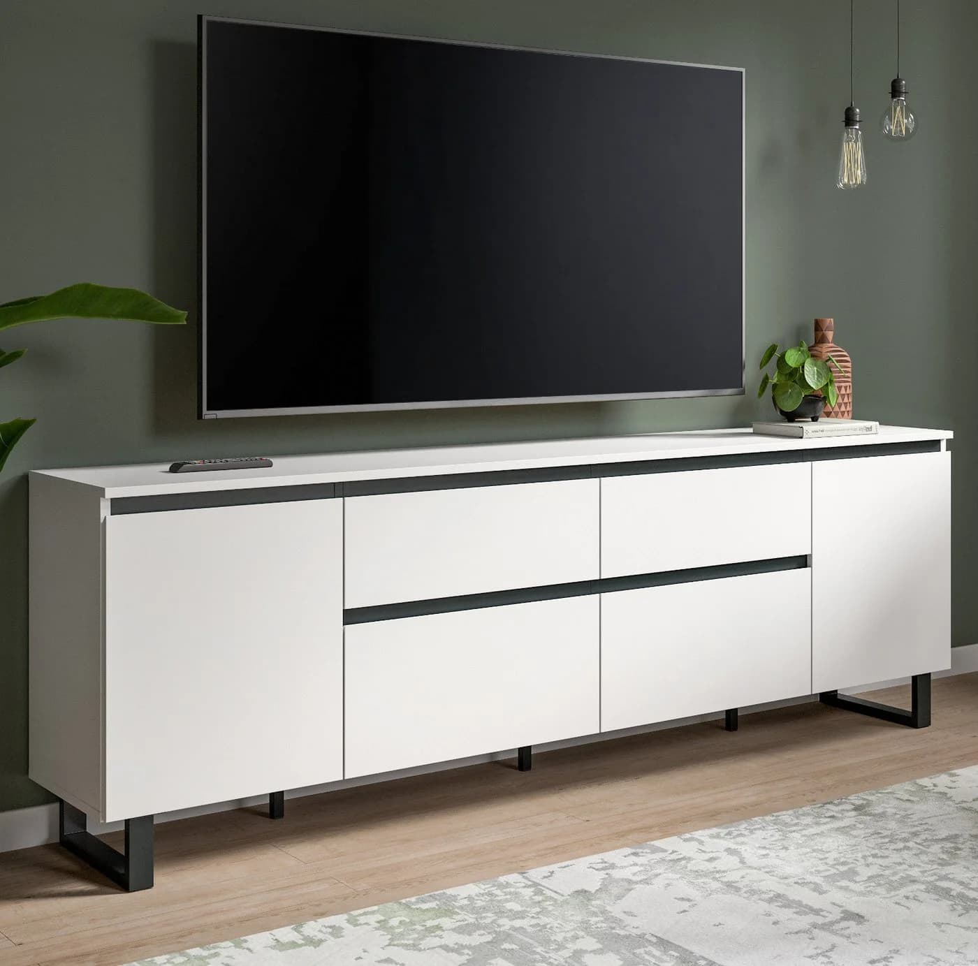 Inn.Furn Lowboard Gelia XL TV Unterschrank Weiß Schwarz 188 cm - Bild 5