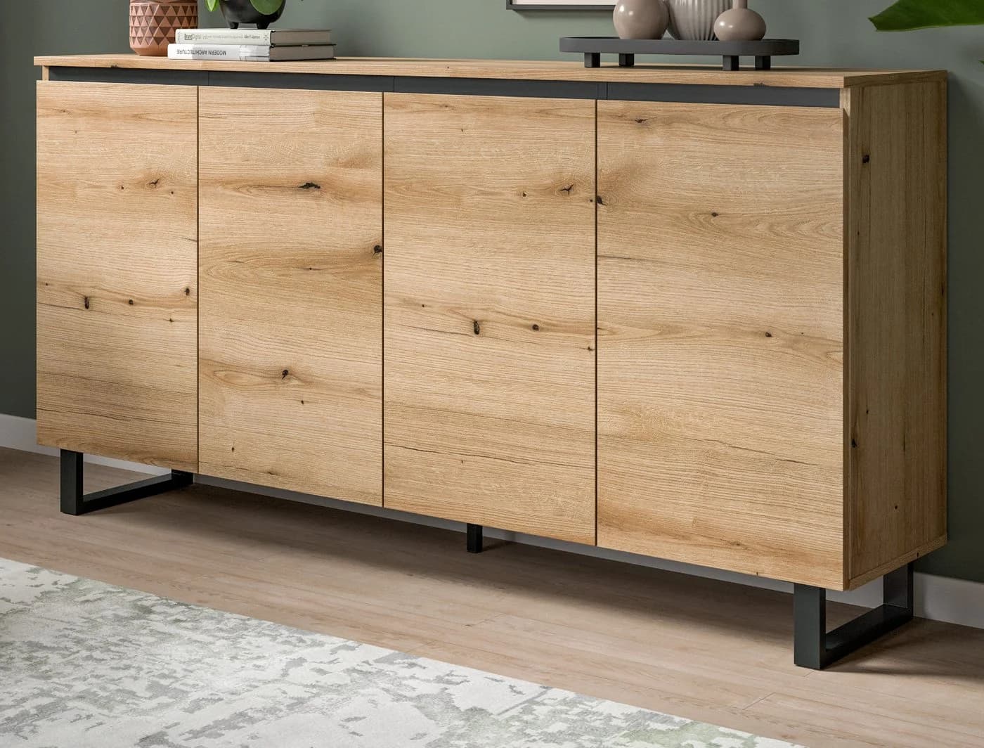 Inn.Furn Sideboard Gelia Eiche Schwarz Soft-Close 4-türig - Bild 2