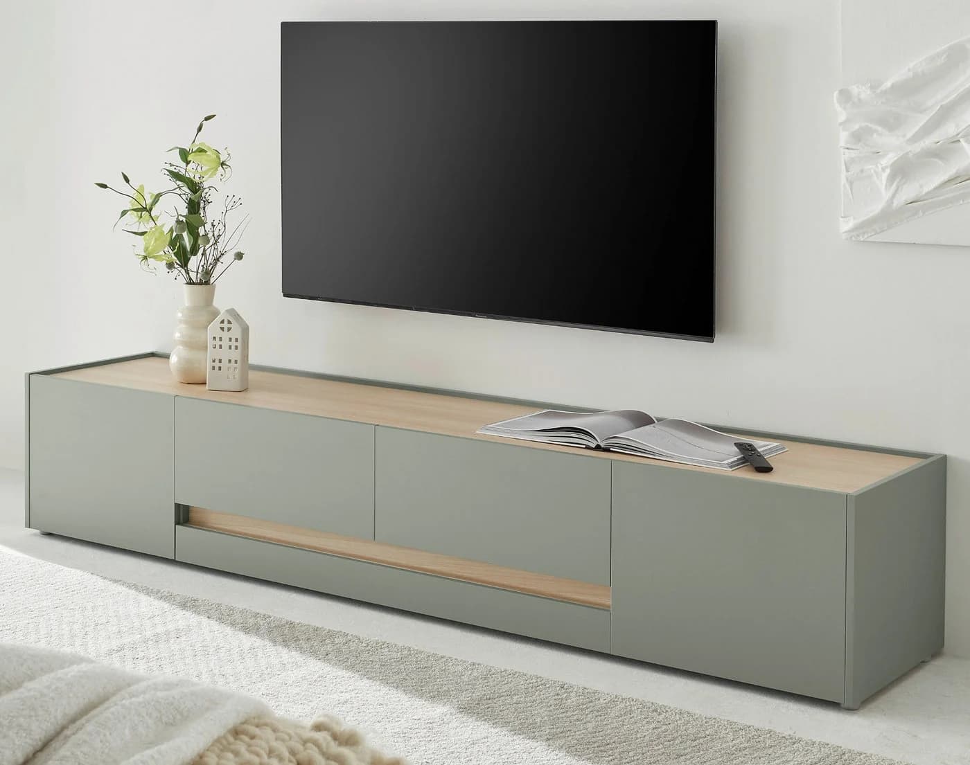 Furn.Design Lowboard Center TV-Unterschrank Salbei Grün mit Eiche - Bild 2