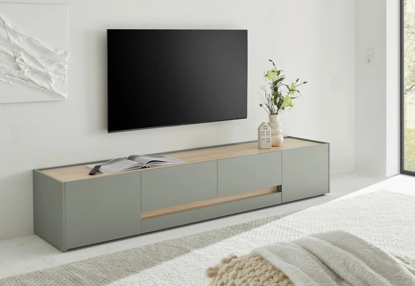Furn.Design Lowboard Center TV-Unterschrank Salbei Grün mit Eiche - Bild 3