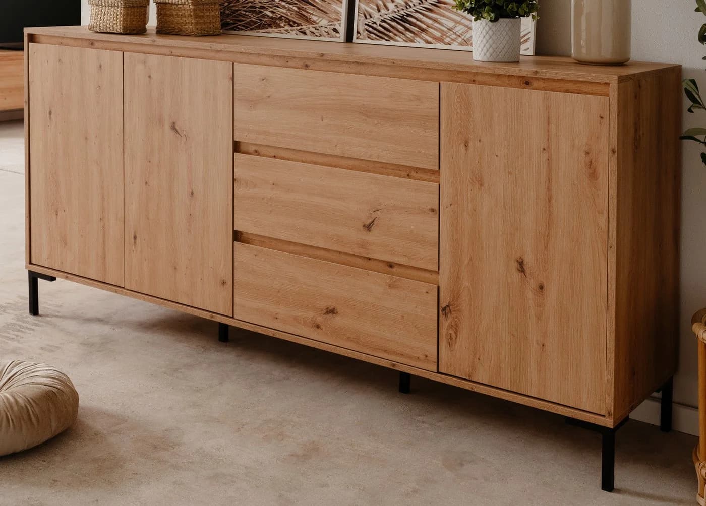 Furn.Design Sideboard Bastia Eiche Artisan 3-türig 3 Schubladen - Bild 2