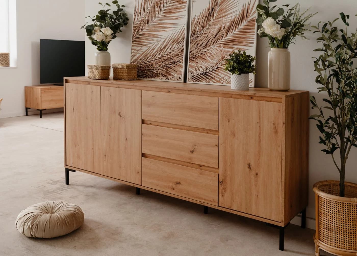 Furn.Design Sideboard Bastia Eiche Artisan 3-türig 3 Schubladen - Bild 3
